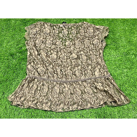 DKNY Lace Blouse in Olive and Cream - Picture 9 of 10